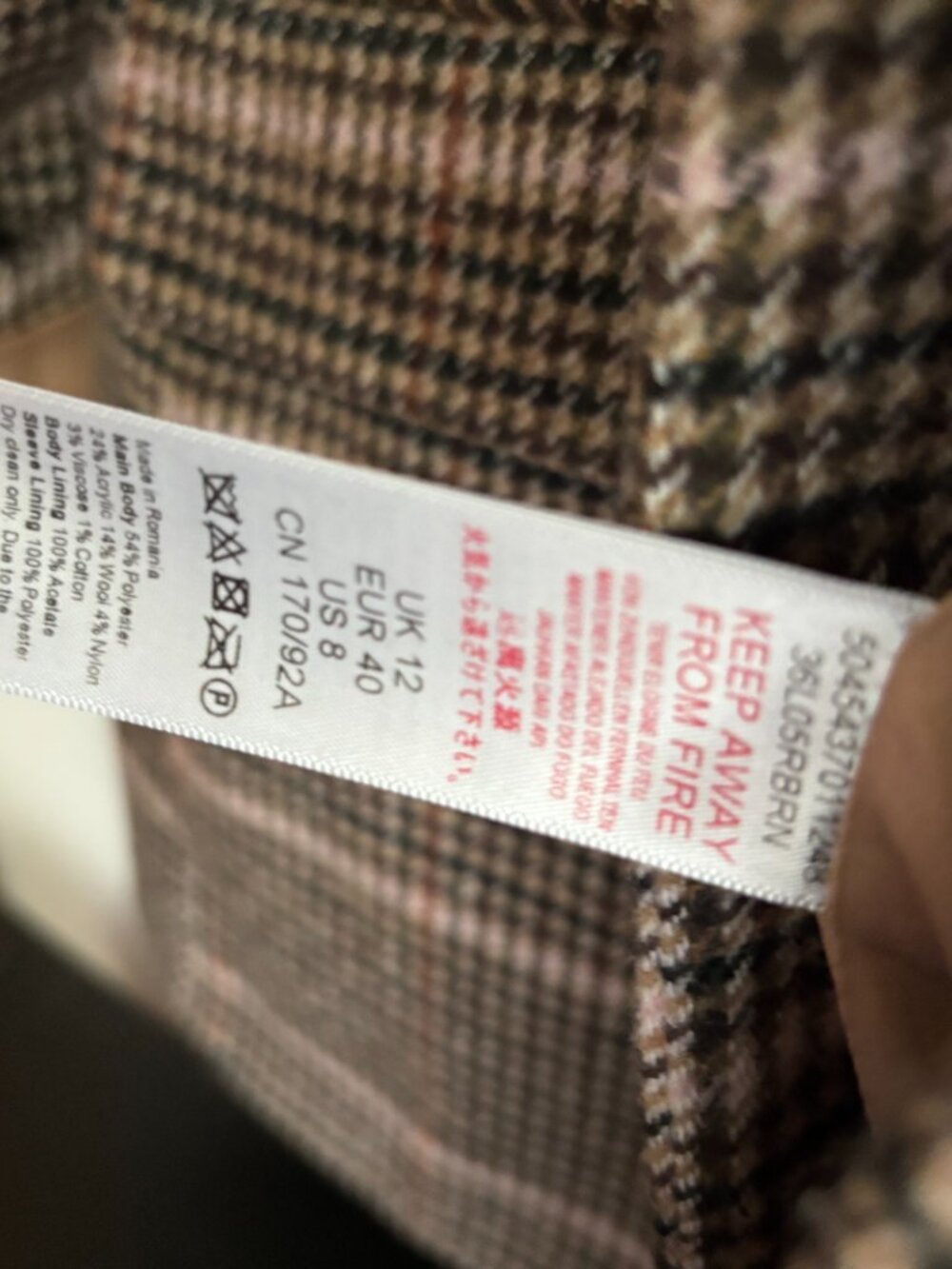 TOPSHOP PLAID BLAZER JACKET U.S 8 - Picture 5 of 5